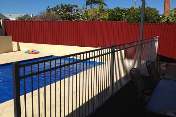 Colorbond pool fence, steel fence, fencing Perth, stryder fencing